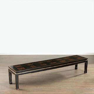 Chinese black lacquered low table with seal script