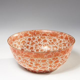 Large Chinese Export orange Fitzhugh bowl