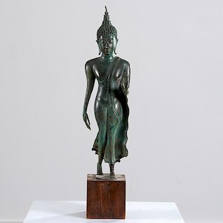 Nice Sukhothai style bronze walking Buddha