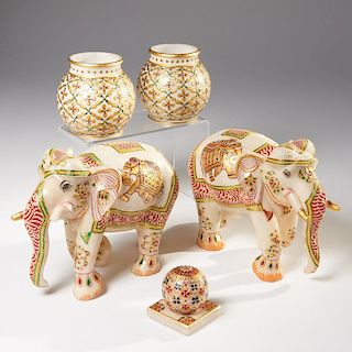 Group Indian carved marble ornaments