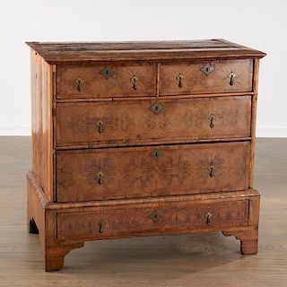 William & Mary oyster veneered chest of drawers