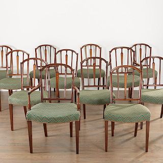 Set (12) Hepplewhite mahogany dining chairs
