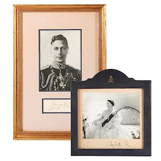 King George VI and Elizabeth signed photos