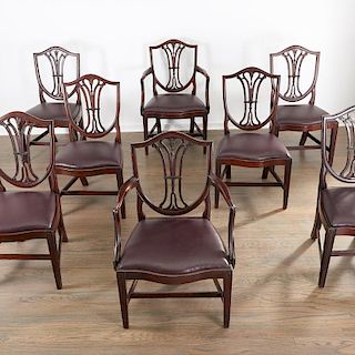 Set (8) George III style mahogany dining chairs