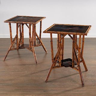 Pair Aesthetic Period bamboo and Japanned tables