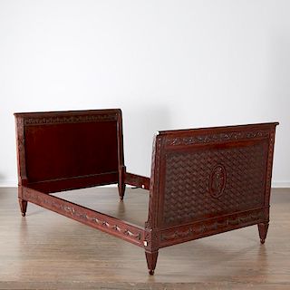 Louis XVI style carved mahogany bed frame