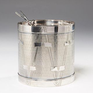 Victorian silver plated snare drum biscuit box