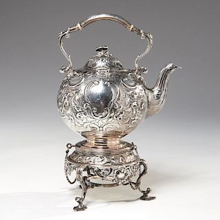 Scottish George III sterling kettle on stand