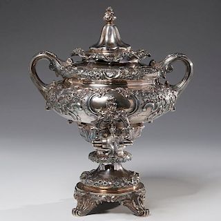 Heavy Scottish sterling silver hot water urn