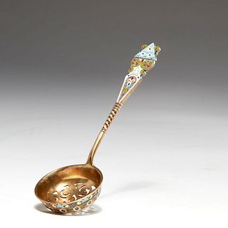 Russian silver and shaded enamel spoon