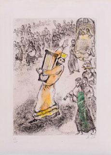 MARC CHAGALL (1887-1985): L'ARCHE PORTÉE À JERUSALEM, PLATE 68 FROM THE BIBLE