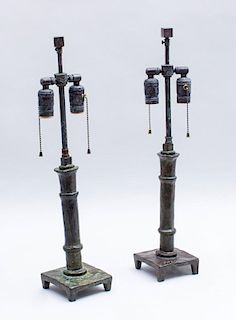 AFTER DIEGO GIACOMETTI (1902-1988): TABLE LAMPS (COLUMNS): A PAIR