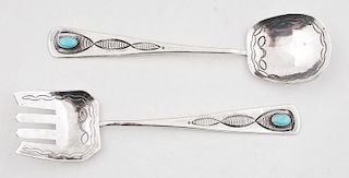 Curio Silver and Turquoise Spoon and Fork