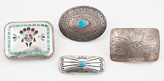 Navajo and Zuni Silver and Turquoise Belt Buckles PLUS