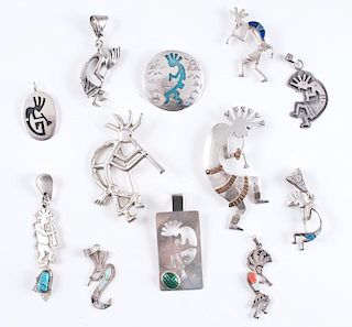 Sterling Silver Kokopelli Pendants / Pins, from the Estate of Lorraine Abell (New Jersey, 1929-2015)