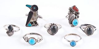 Southwest Style Assorted Rings, Sizes 1-3, From Estate of Lorraine Abell (New Jersey, 1929-2015)