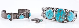 Navajo Silver and Turquoise Cuff Bracelets PLUS