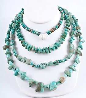 Green Turquoise Necklaces, from Estate of Lorraine Abell (New Jersey, 1929-2015)