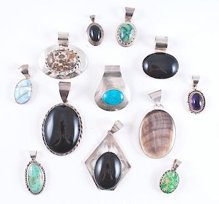 Silver Pendants with Assorted Stone Cabochons, from the Estate of Lorraine Abell (New Jersey, 1929-2015)