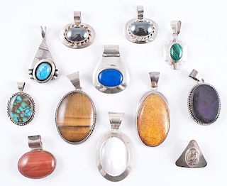 Silver Pendants with Various Stone Cabochons, from the Estate of Lorraine Abell (New Jersey, 1929-2015)