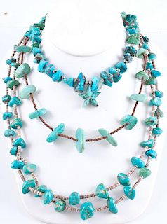 Southwestern Turquoise and Agate Nugget Necklaces