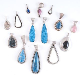 Silver Pendants with Teardrop Shaped Stones Inlay, from the Estate of Lorraine Abell (New Jersey, 1929-2015)
