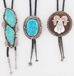 Navajo Silver and Turquoise Bolos PLUS