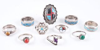 Southwestern Style Assorted Rings, Sizes 4-5, from Estate of Lorraine Abell (New Jersey, 1929-2015)