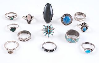 Assorted Southwestern Style Rings, Sizes 5-6, from Estate of Lorraine Abell (New Jersey, 1929-2015)