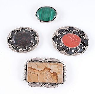 Silver Belt Buckles with Large Central Stone, from the Estate of Lorraine Abell (New Jersey, 1929-2015)