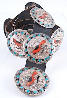 Navajo Silver with Channel Inlay Concha Belt