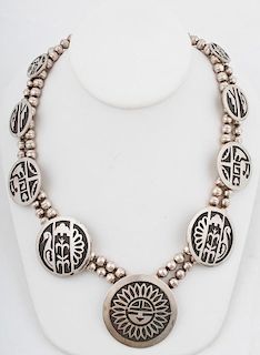 Hopi Silver Overlay Necklace