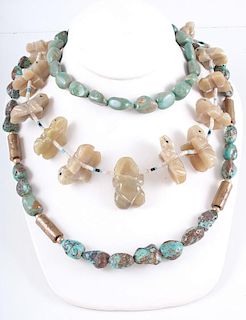 Frog Fetish Necklace and Turquoise Necklaces, from Estate of Lorraine Abell (New Jersey, 1929-2015)