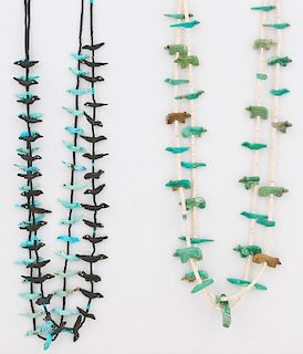 Pair of Double-Strand Zuni Fetish Necklace