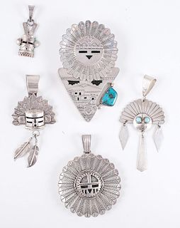 Katsina Mask Representations Silver Pendants, from the Estate of Lorraine Abell (New Jersey, 1929-2015)