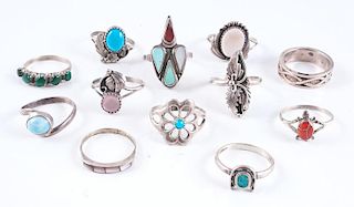 Southwestern Style Rings Sizes 7-8, from Estate of Lorraine Abell (New Jersey, 1929-2015)