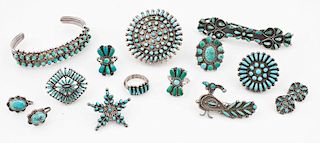 Zuni Silver and Turquoise Cluster Jewelry