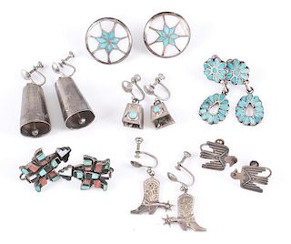 Zuni, Navajo, and Southwestern Silver Earrings