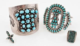 Navajo Turquoise Cluster Bracelets and Rings