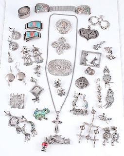 Assortment of Mexican Silver Jewelry