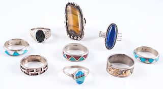 Southwestern Style Rings Sizes 9-10, from Estate of Lorraine Abell (New Jersey, 1929-2015)