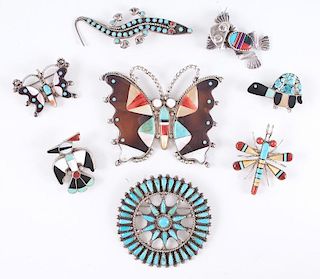 Southwestern and Zuni Pendants / Pins;  From the Estate of Lorraine Abell (New Jersey, 1929-2015)