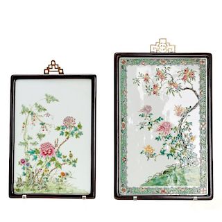 (2) Chinese famille verte porcelain plaques