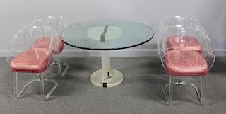 MIDCENTURY.  Acrylic Table and 4 Lucite Chairs.