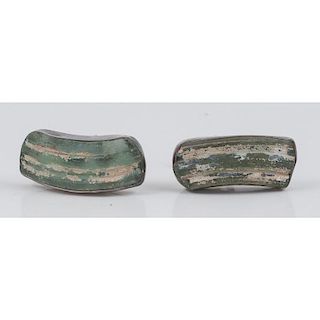 Roman Glass Cufflinks in Sterling Silver 7.7 Dwt.