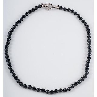 Tiffany & Co. Sterling Silver Toggle Black Onyx Bead Necklace