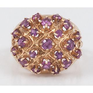 Ruby Dome Ring in 14 Karat Yellow Gold 4.38 Dwt.
