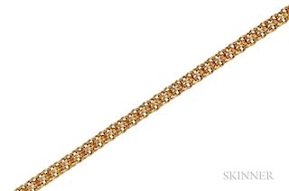 Antique Bicolor Gold Necklace, composed of ribbed links, 29.4 dwt, lg. 19 1/4 in.