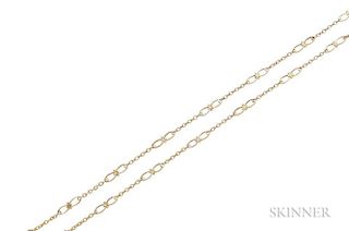 Antique 14kt Gold Long Chain, composed of fancy links, 20.6 dwt, lg. 55 1/2 in.