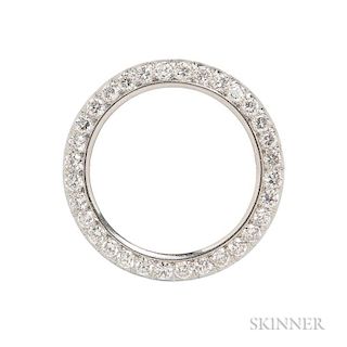 Platinum and Diamond Circle Brooch, set with full-cut diamonds, approx. total wt. 3.20 cts., dia. 1 3/8 in.